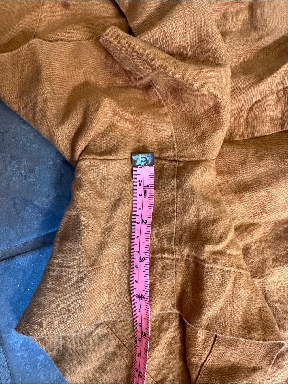 Everlane 100% Linen Shorts Womens Large Elastic Tan Rust Burnt Orange Pull On - Picture 7 of 8